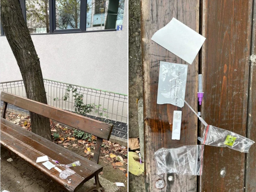teste abandonate pe bănci în slatina - foto facebook - slatina