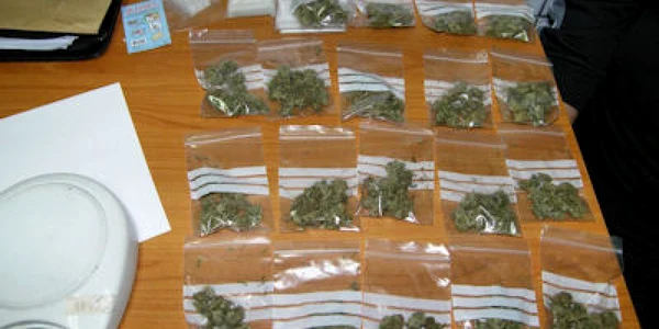 La percheziţie poliţiştii au găsit mai multe pachete cu cannabis