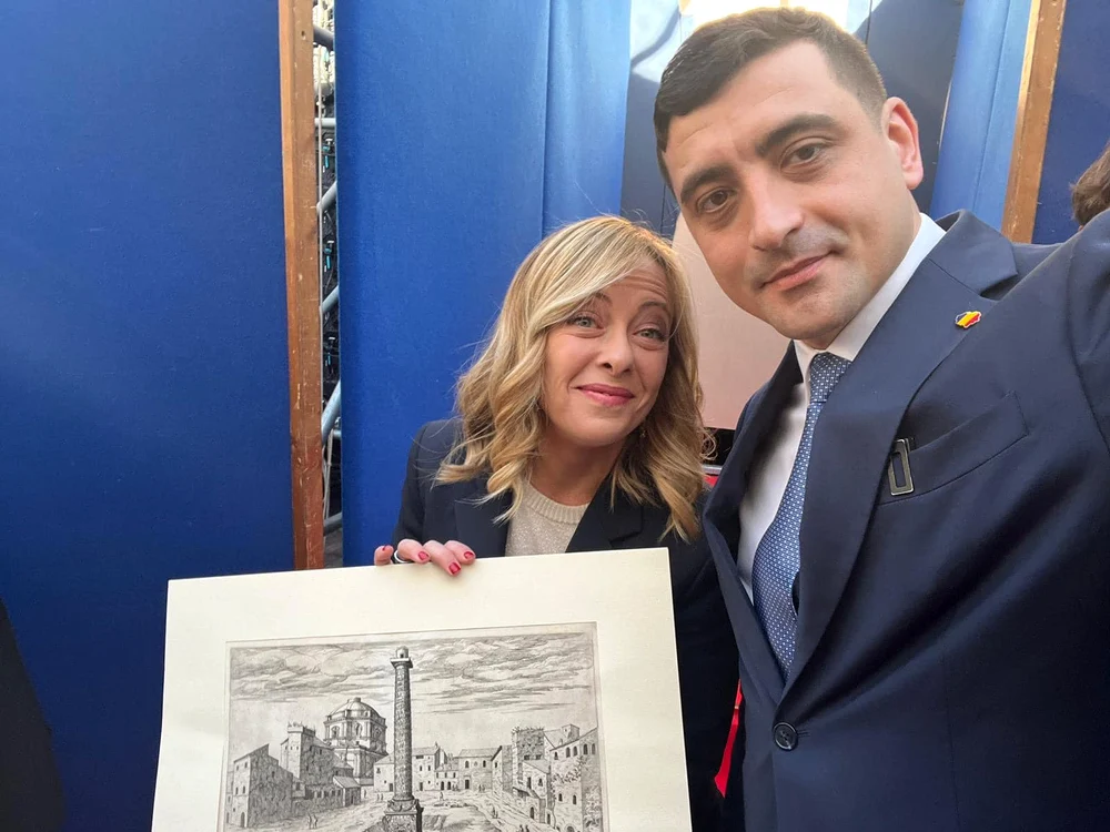 George Simion și Giorgia Meloni. Foto: Facebook