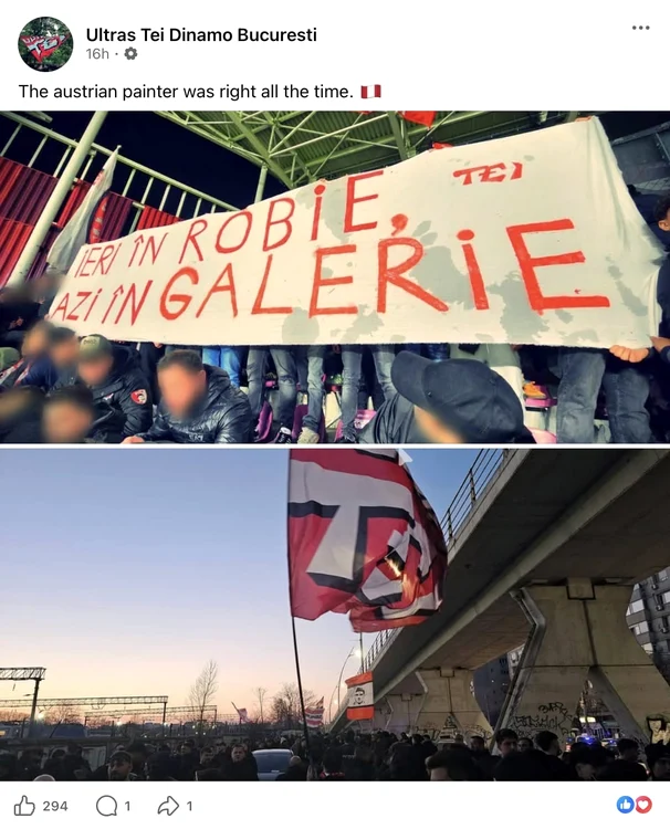 Postare facțiunii Ultras Tei Dinamo Bucuresti