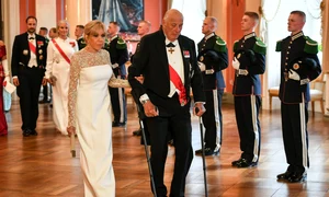 Brigitte Macron cu Regele Harald la Palatul Regal din Oslo  profimedia 1014174461 jpg