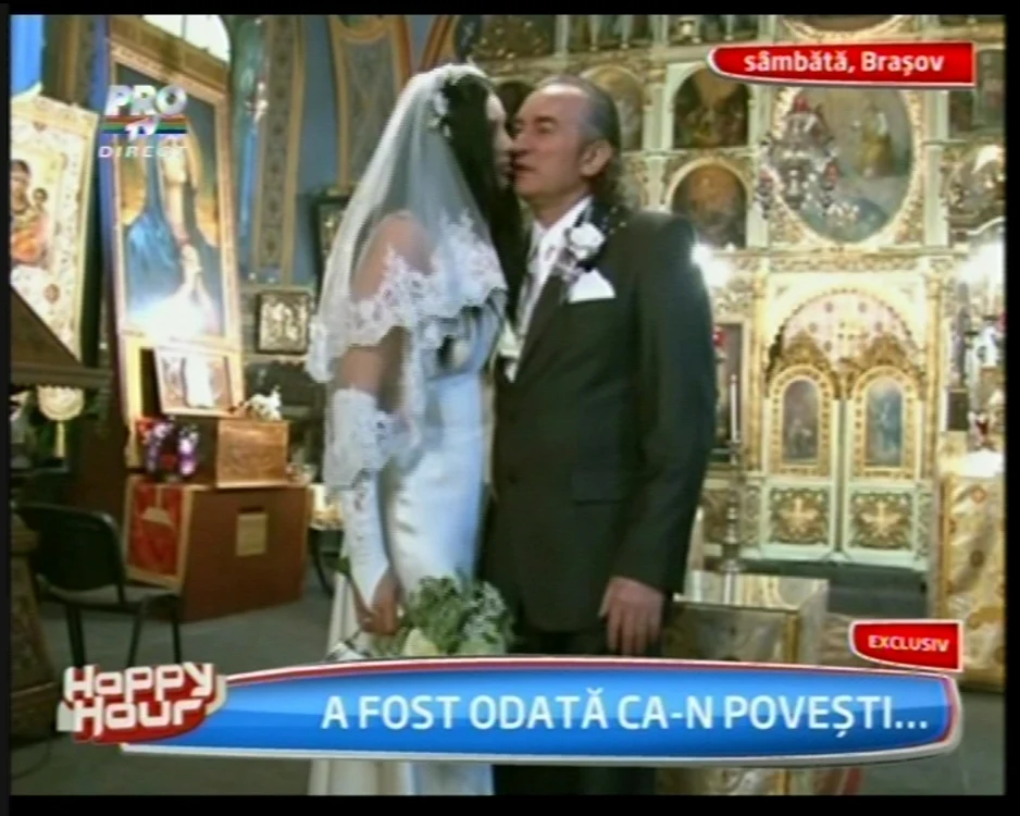 Miron şi Marinela s-au căsătorit sâmbăta trecută la Braşov (captură foto Happy Hour)