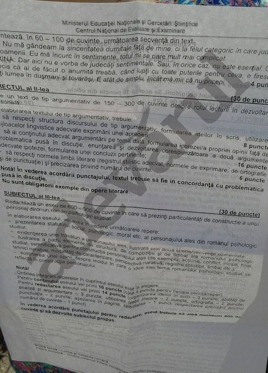 Subiecte Bacalaureat 2016 Limba Română