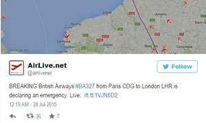 Cu albastru, avionul care a avut probleme jpeg