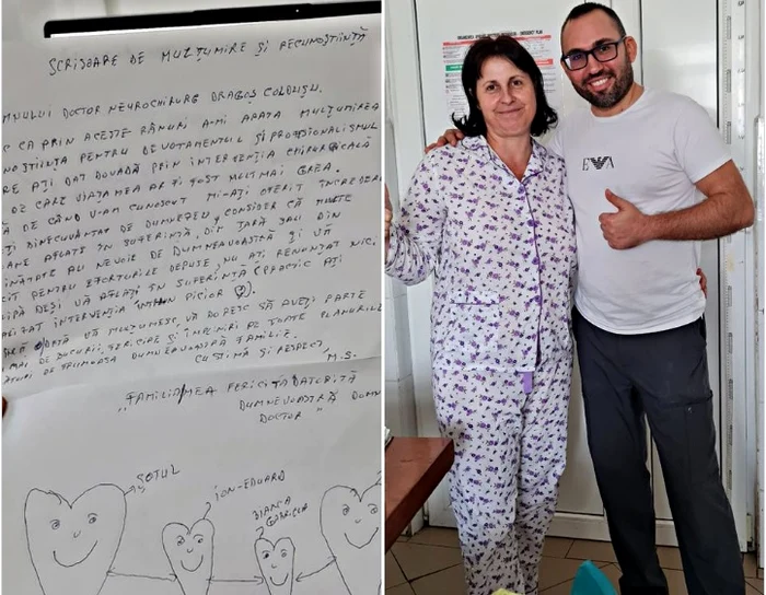 Pacienta i-a mulțumit într-un mod aparte medicului Coldușu Foto: Dragoș Coldusu/Facebook