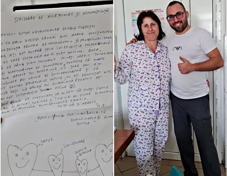 Pacienta i-a mulțumit într-un mod aparte medicului Coldușu Foto: Dragoș Coldusu/Facebook