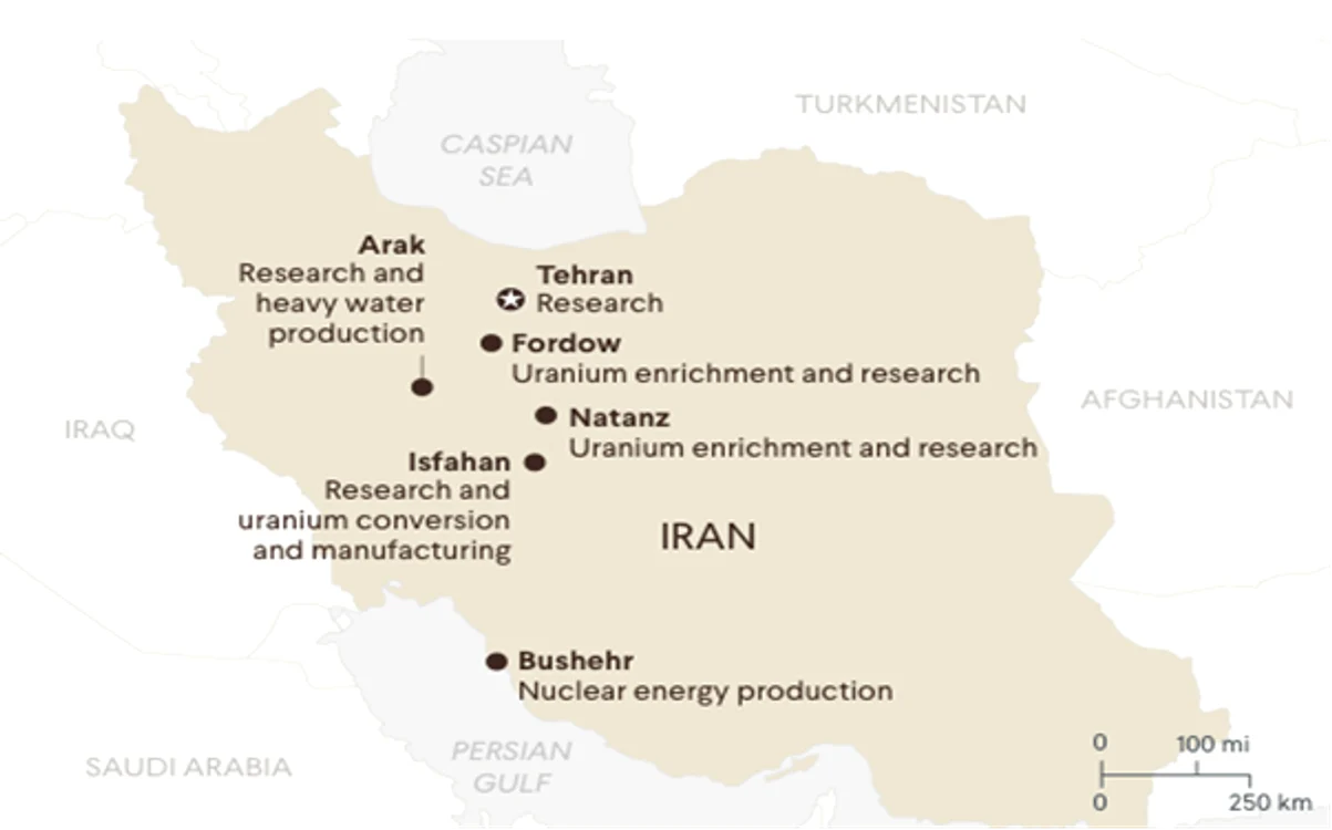 Principalele instalații nucleare din Iran. Sursă foto: AIEA