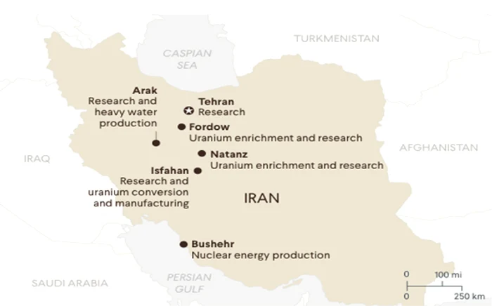 Principalele instalații nucleare din Iran. Sursă foto: AIEA