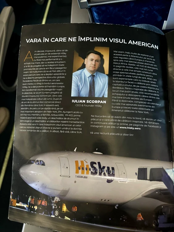 Interviu Iulian Scorpan, CEO HiSky, în revista companiei. Sursa foto: ArturGurău pe X - @gooroo