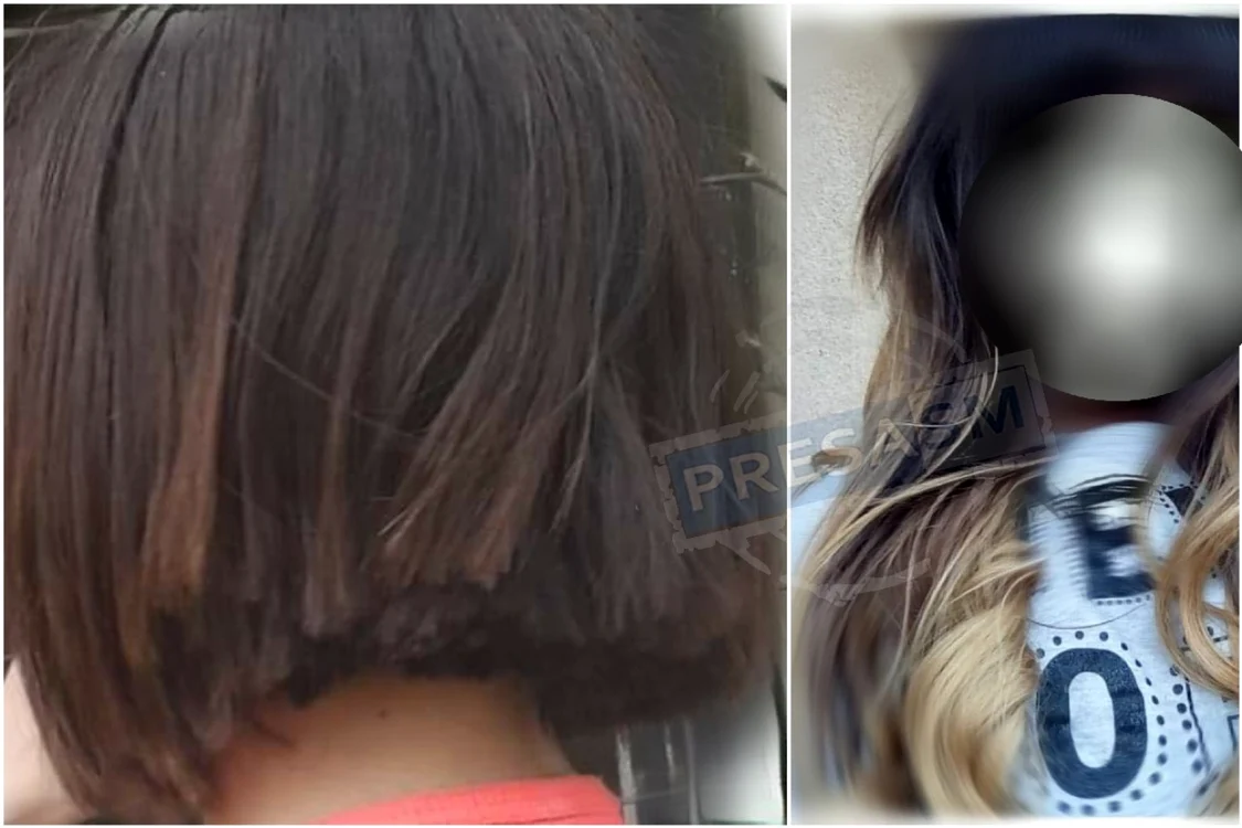 Nicoleta a fost tunsă chiar în clasă, la ordinul dirigintei sale. FOTO: Presa SM