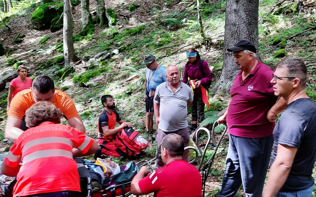 Bărbatul accidentat a fost preluat de echipajele medicale. SURSA Facebook / Nicolae Tandrau