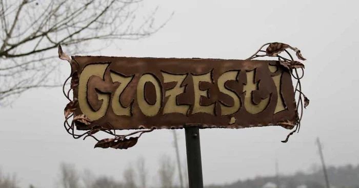 La intrare in satul Grozesti sta un indicator stilizat