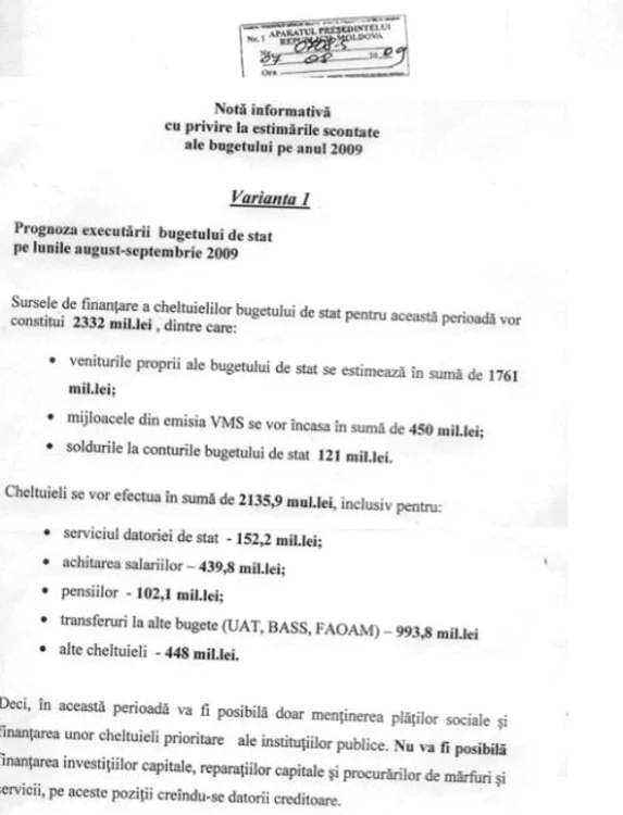 Hârtiile care dovedesc colapsul în care se afla Republica Moldova
