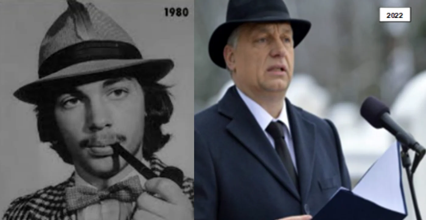 Viktor Orbán, atunci şi acum, în 1980 şi în 2022. Sursa femina.hu.