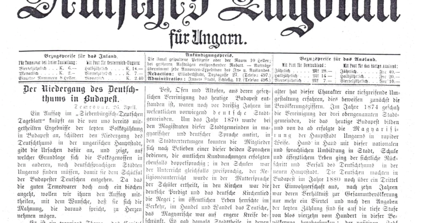 Deutsches Tagbald apare în Timişoara din anul 1900