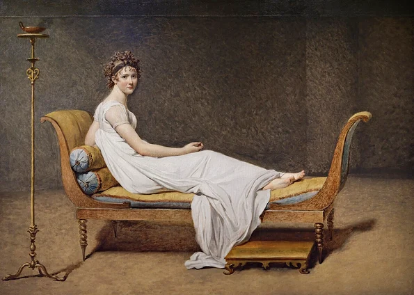 Portretul doamnei Récamier, pictat de Jacques-Louis David (1800), aflat în patrimoniul Muzeului Luvru din Paris (© Wikimedia Commons)