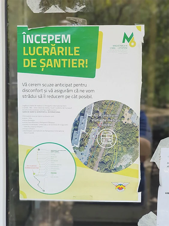 Afișele Metrorex  anunță că  se lucrează  intens