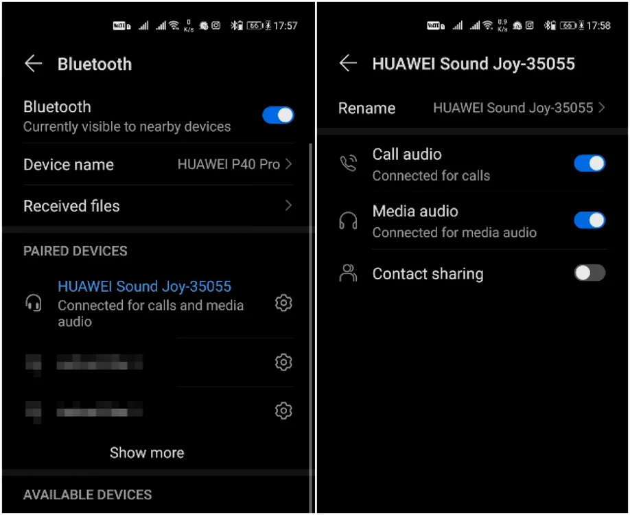 HUAWEI Sound Joy meniu