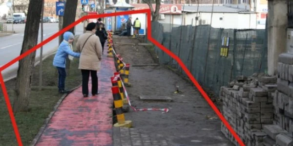 Trotuar surpat în Iaşi FOTO Asociaţia Prietenii Tramvaiului Iaşi 