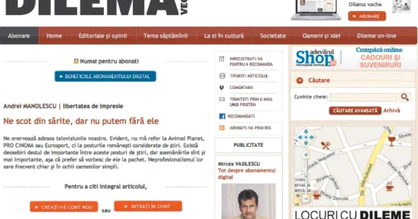 Din 15 februarie, conţinutul online al publicaţiei  „Dilema Veche“ este aproape exclusiv contra cost