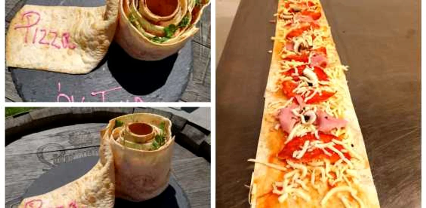 Bucătarul a realizat o pizza în formă de hârtie igienică. Foto: Facebook/ Toma Ioan Cosmin