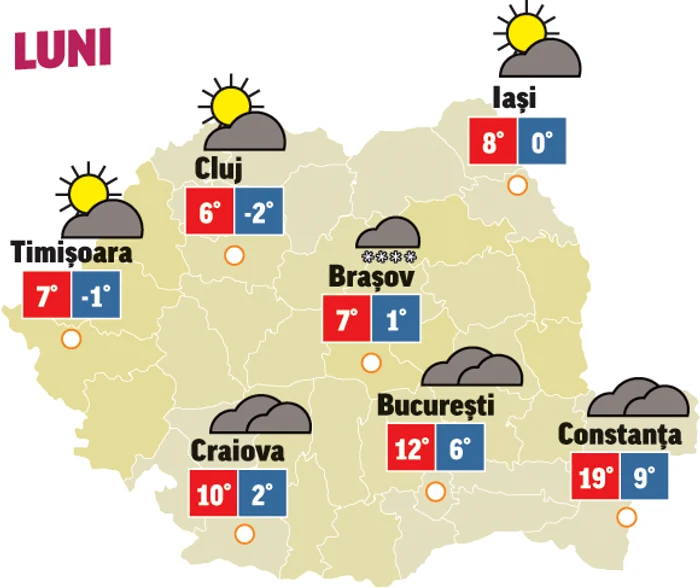 Prognoza meteo 23 noiembrie anunță un început de săptămână răcoros 
