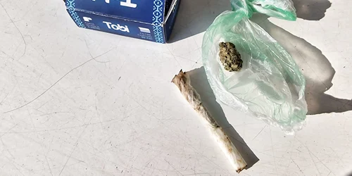 Eleva avea un pachet cu foițe pentru rulat tutun care continea în interior un mugure de „culoare verde”. FOTO IJJ Dâmbovița