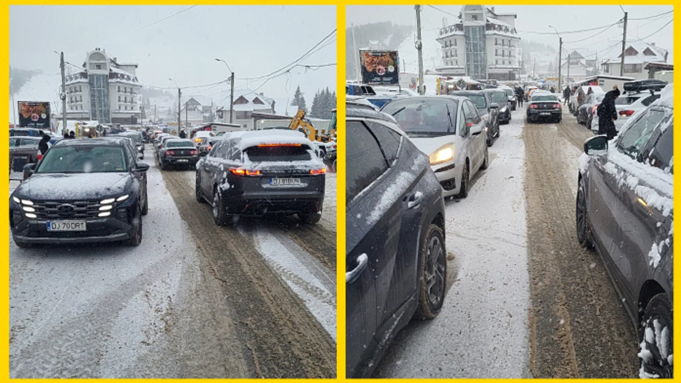Drumul spre stațiunea Rânca este blocat de mașini