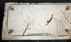 tomb of the diver paestum italy a greek fresco dated 470 bc jpeg