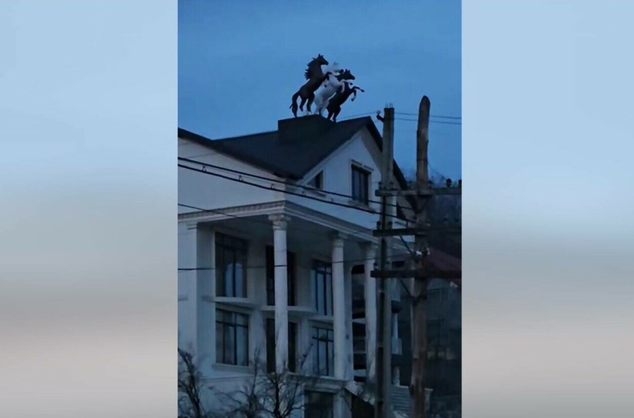 Imagini cu palatul din România cu trei cai pe acoperiș, în mărime naturală. „Acum pot să mor liniștit” VIDEO