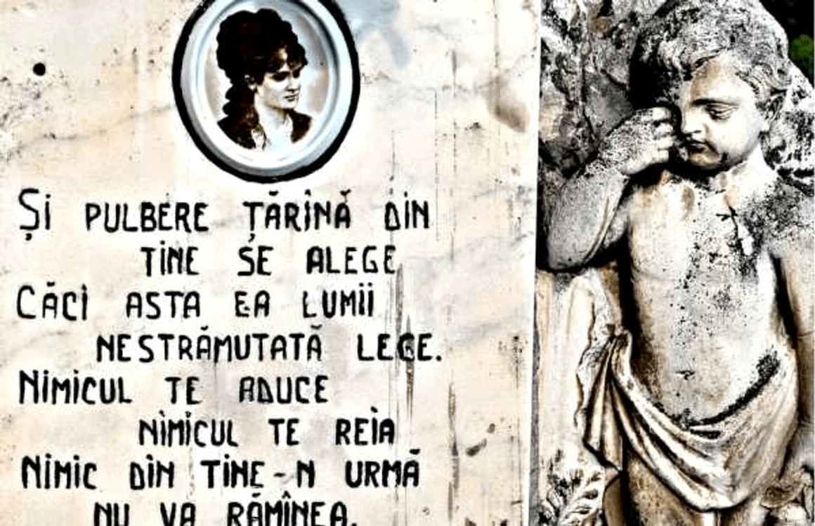 Epitaful de pe crucea poetei Veronica Micle FOTO Arhiva Adevărul