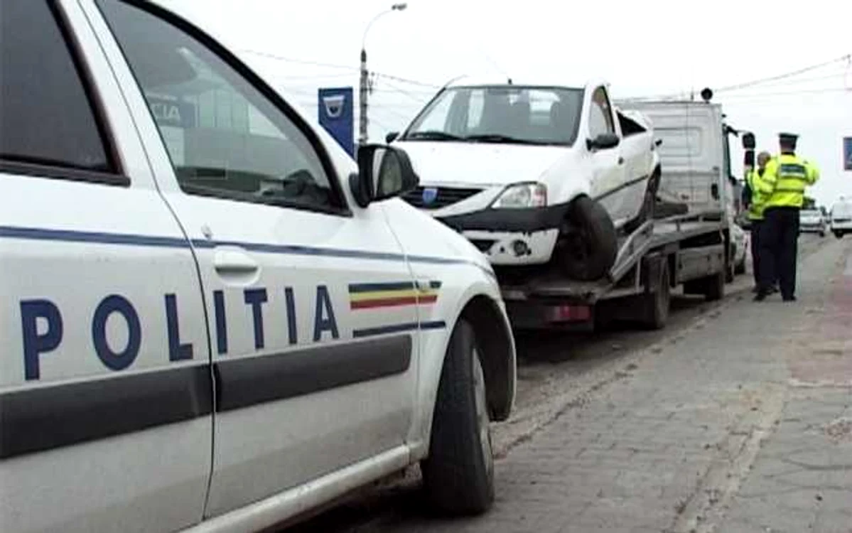 Maşina avariată a fost plimbată pe DN2 E85, între oraşele Buzău şi Râmnicu Sărat