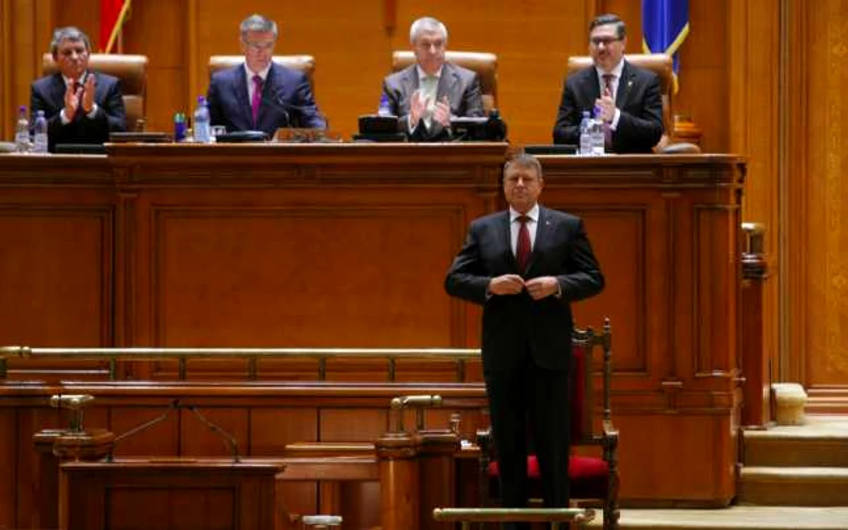 Klaus Iohannis, după ţinerea unuia dintre mesajele adresate parlamentarilor. FOTO Eduard Enea