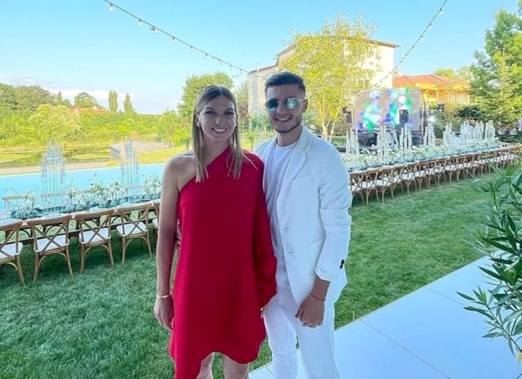 Simona Halep şi Dimciu Halep, vărul ei. În spate se vede masa, care îşi aştepta invitaţii. foto: Instagram