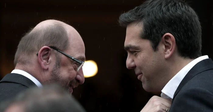 Preşedintele Parlamentului European, Martin Schulz, şi noul premier al Greciei, Alexis Tsipras FOTO AP