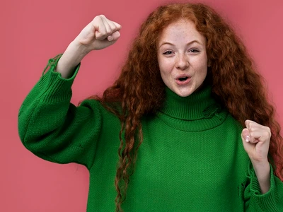 portrait teenage girl looking victorious jpg