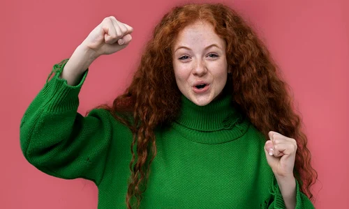 portrait teenage girl looking victorious jpg