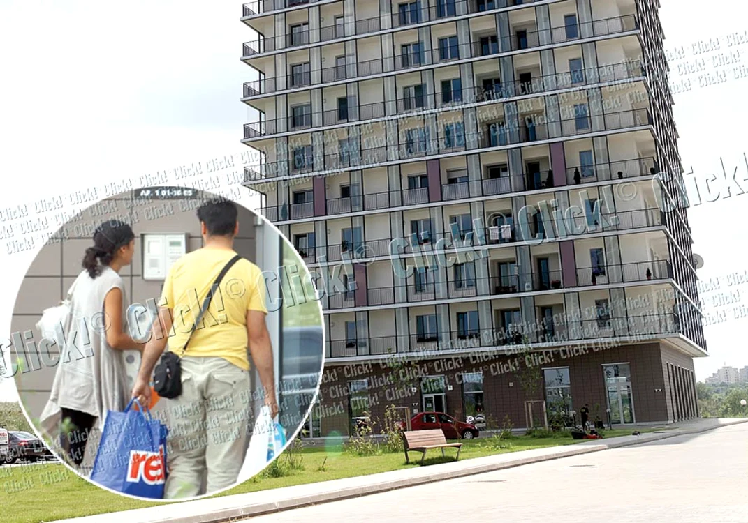 
    In acest bloc turn locuieşte  Nicoleta Luciu împreună  cu iubitul şi fiul ei. Ea a fost  surprinsă de Click! venind cu  fratele ei, de la cumpărături  