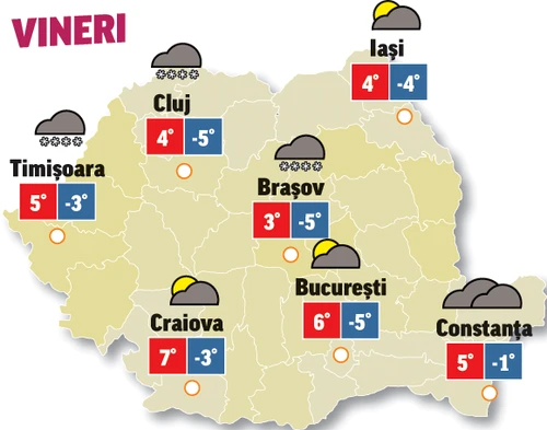 Prognoza meteo 5 februarie anunță că astăzi temperaturile vor scăde în toată țara