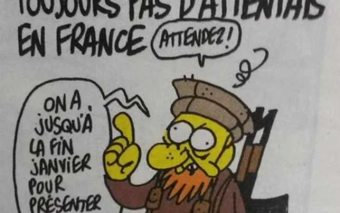 Una dintre ultimele caricaturi semnate de Charb, directorul publicatiei Charlie Hebdo. O caricatura premonitorie din pacate...