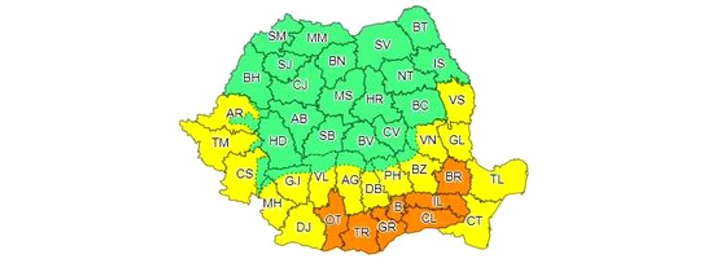 Codurile galben și portocaliu au fost prelungite FOTO meteoromania.ro