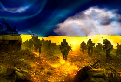 Război pe fundalul steagului ucrainean foto shutterstock jpg