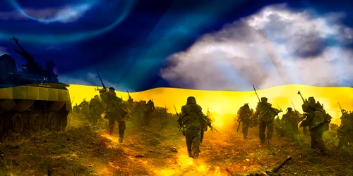 Război pe fundalul steagului ucrainean foto shutterstock jpg