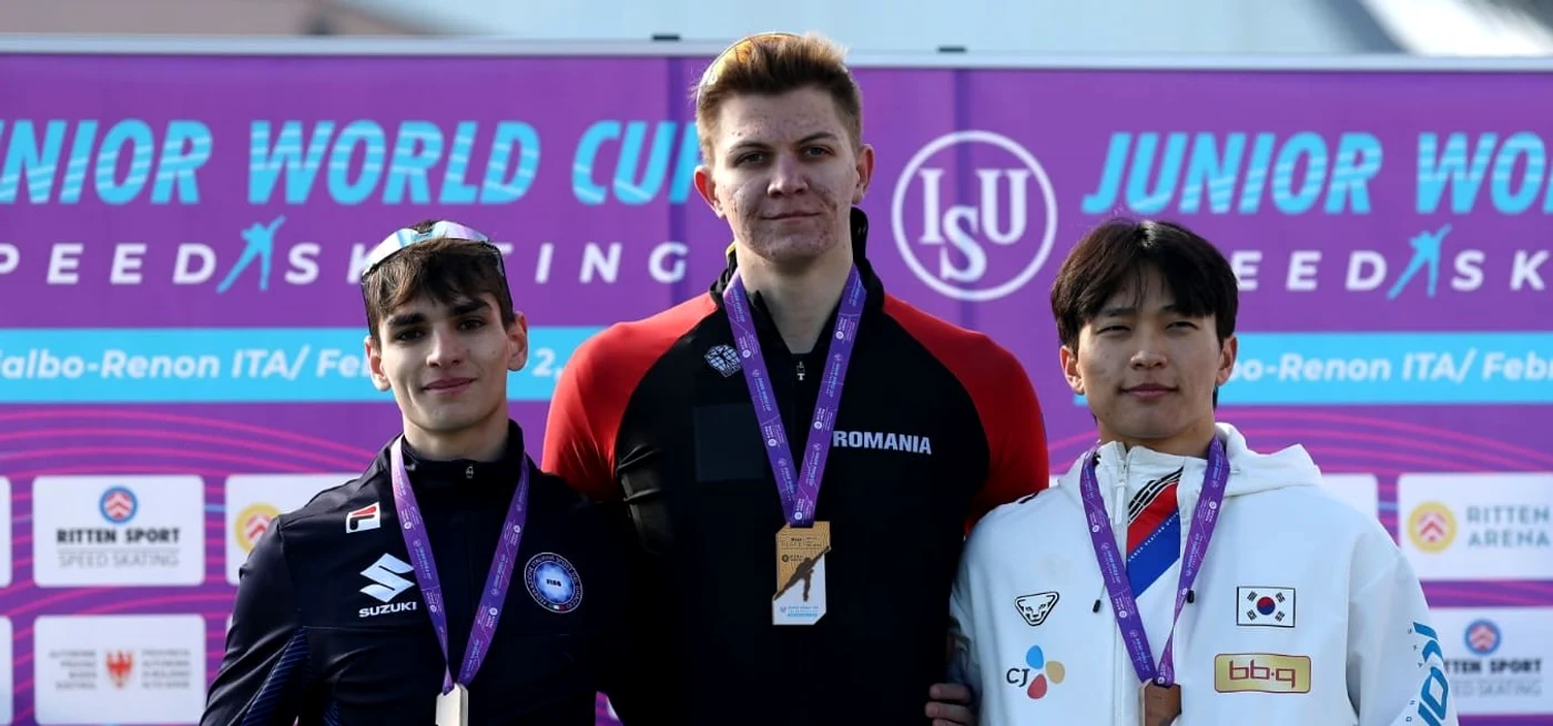 Moment istoric pentru Româna: Eduard Nițu, pe primul loc pe podium. Foto Getty images