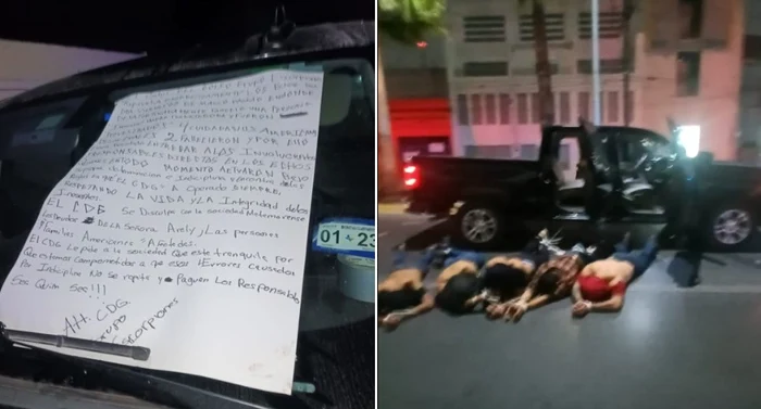 Cei cinci suspecți au fost predați împreună cu o scrisoare prin care își cer scuze Foto: Twitter