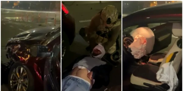 Imagini de la accidentul în care a fost implicat Zelenski FOTO captură video 