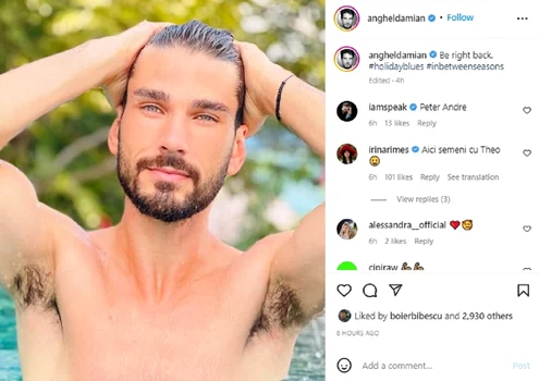 Anghel Damian la bustul gol FOTO Instagram