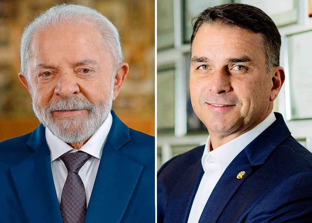 Președintele în funcție, Lula de Silva și Flávio Bolsonaro, fiul fostului șef al statului brazilian