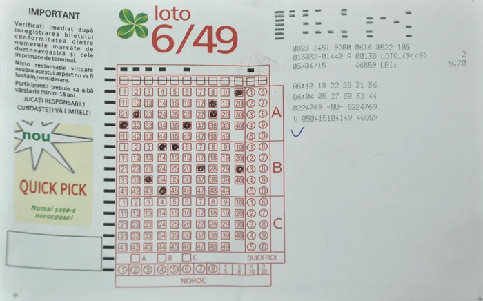 Acesta este biletul câştigătorfoto: Loteria Română