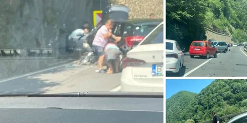 Accident pe Valea Oltului DN7-E81 la graniţa dintre Vâlcea şi Sibiu - patru maşini implicate o victimă încarcerată Foto colaj Adrian Raul